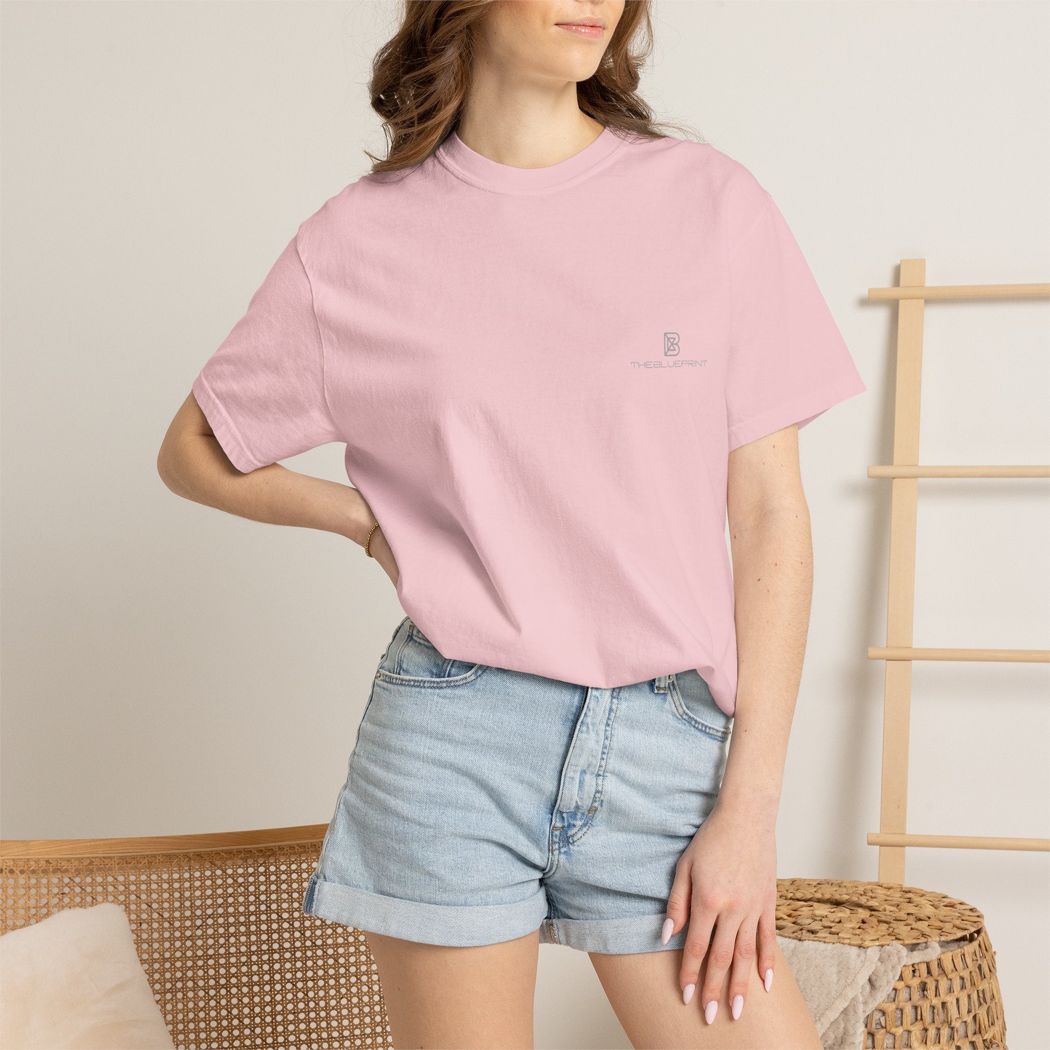 Minimal White T-Shirt with Small Chest Logo — 'B' Monogram Tee