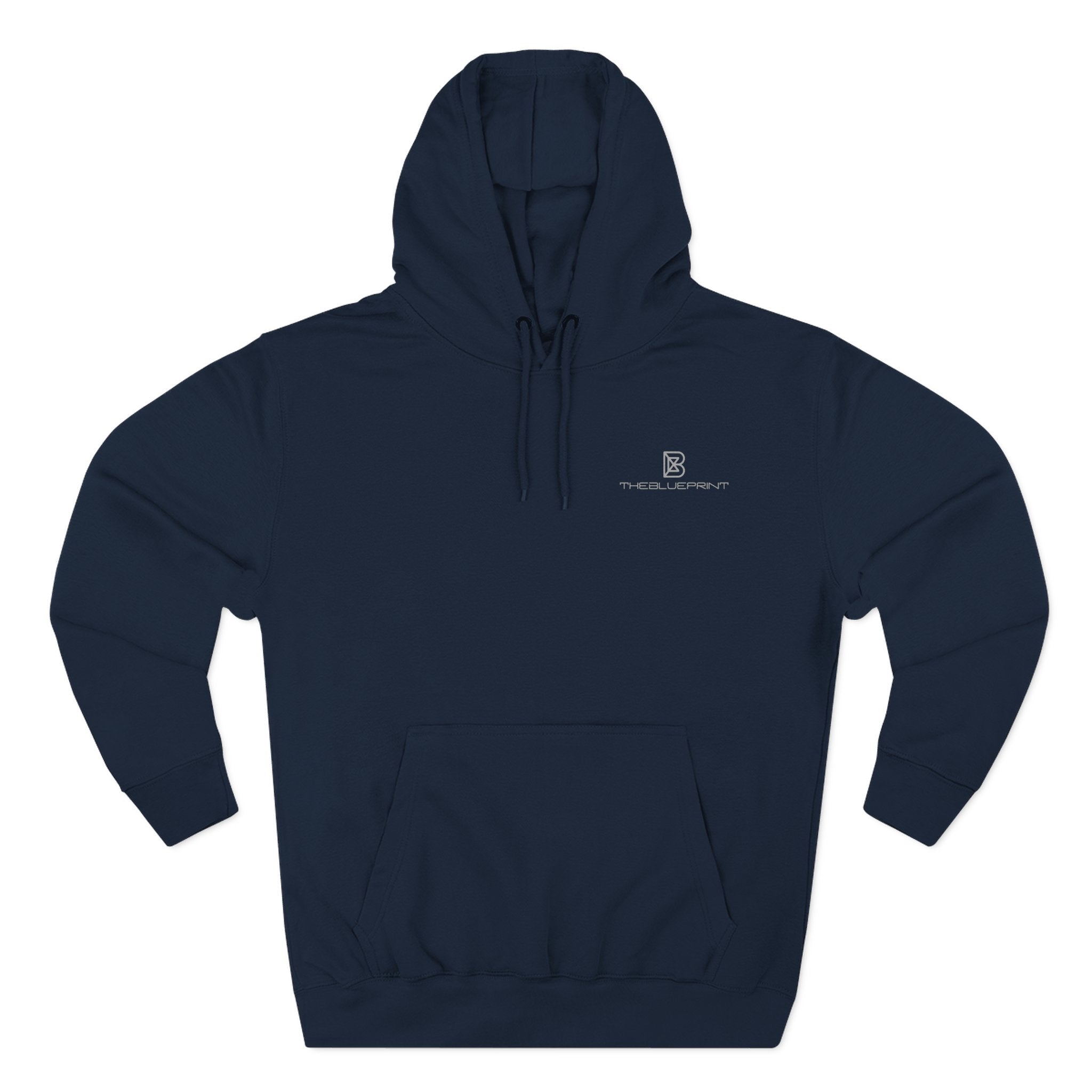 Minimal Embroidered Chest Logo Hoodie — Cozy Three-Panel Fleece Pullover