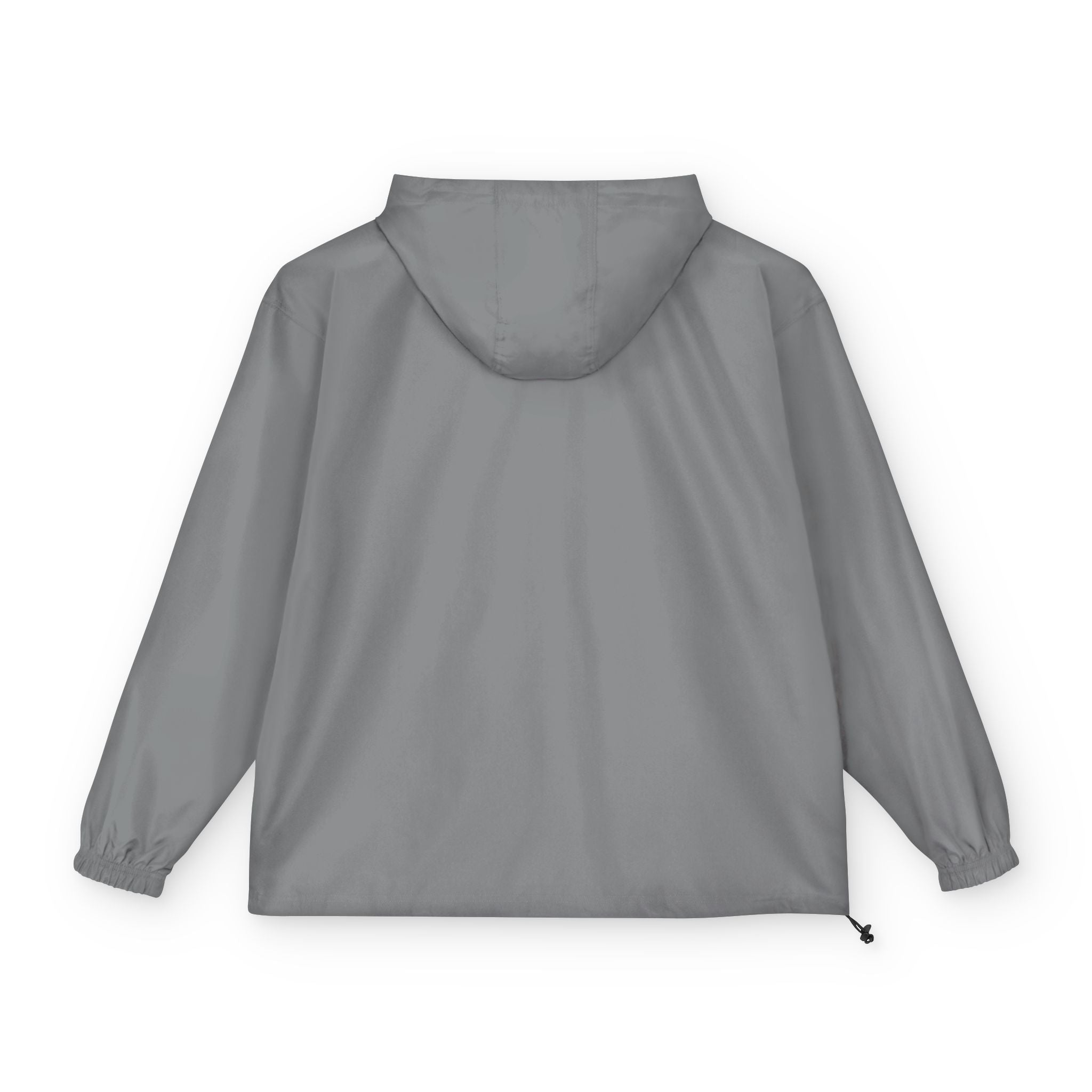 Black Packable Anorak Jacket with Minimal Floral Logo — Lightweight Hooded Windbreaker