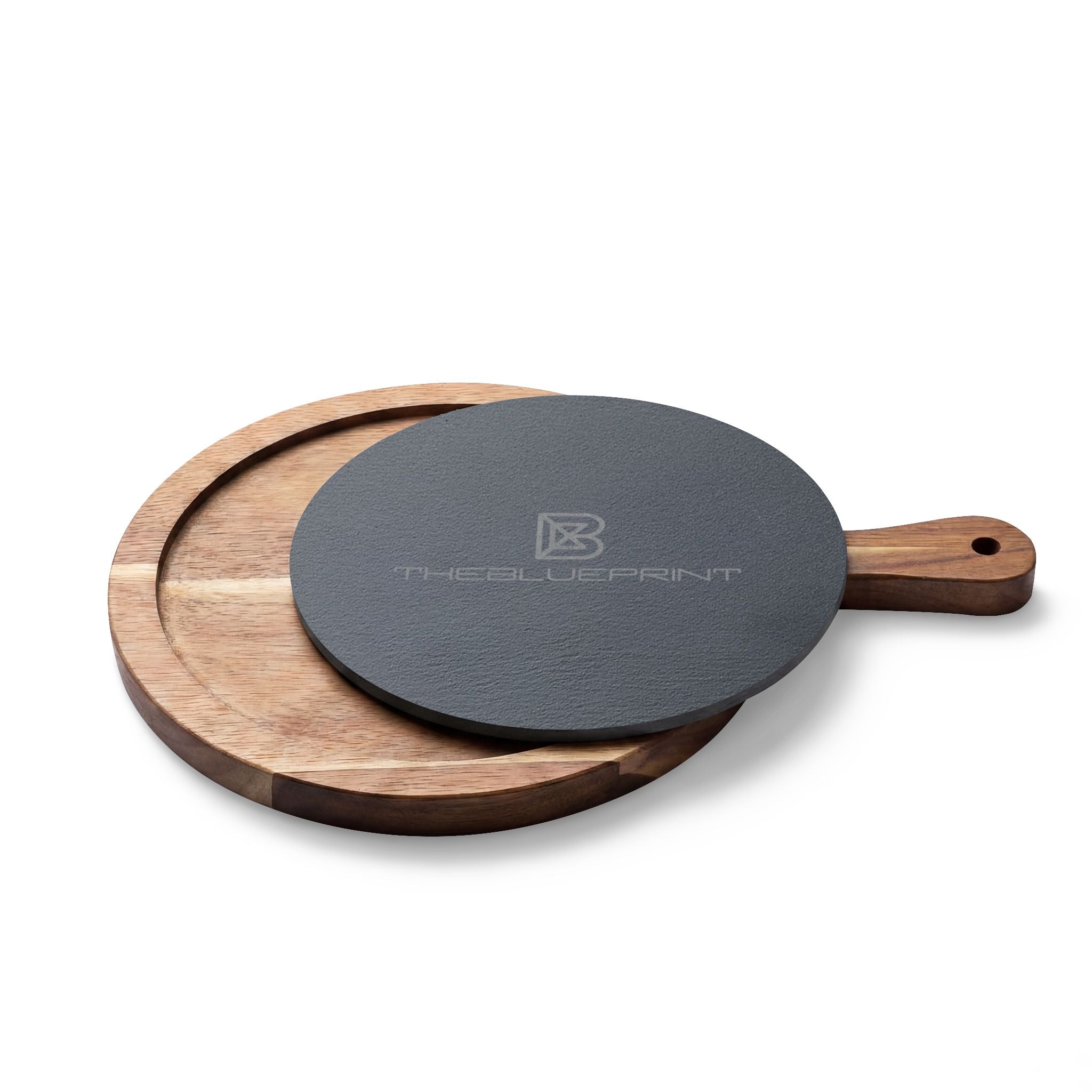 Engraved Acacia Charcuterie Board with Slate Insert & Cheese Tools