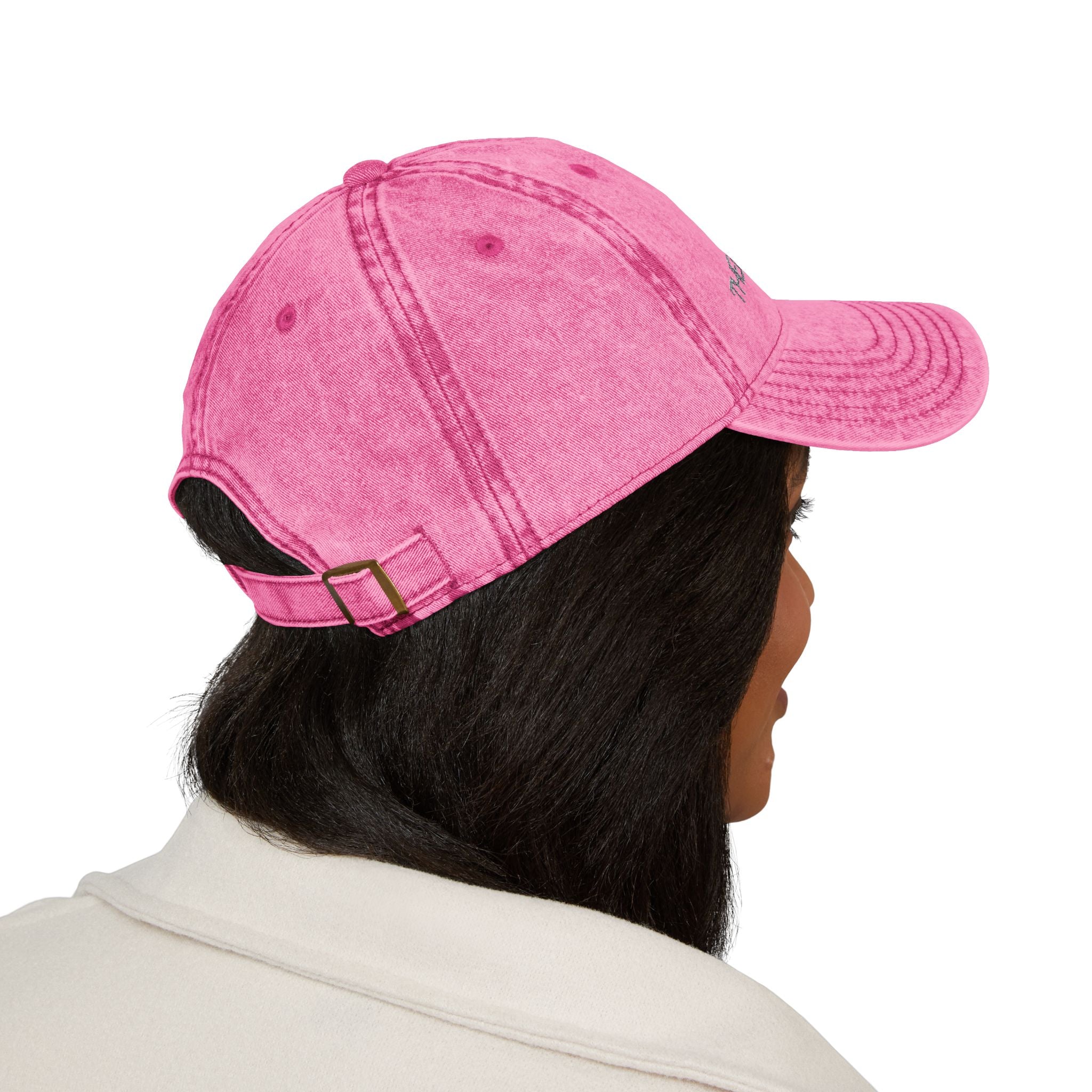 Embroidered Vintage Red Cap — Distressed Logo Baseball Hat
