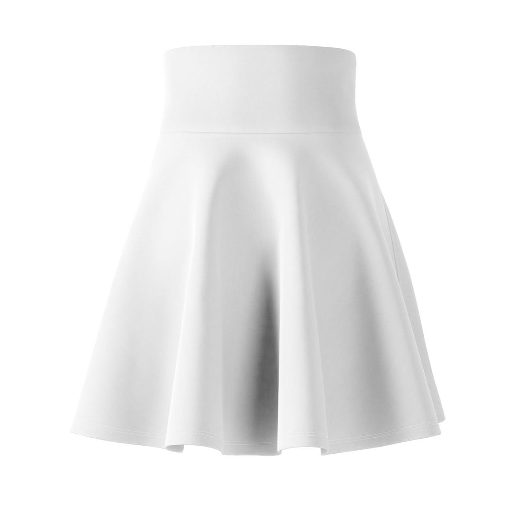 White AOP Women's Skater Skirt — Flared High-Waist Casual Skirt