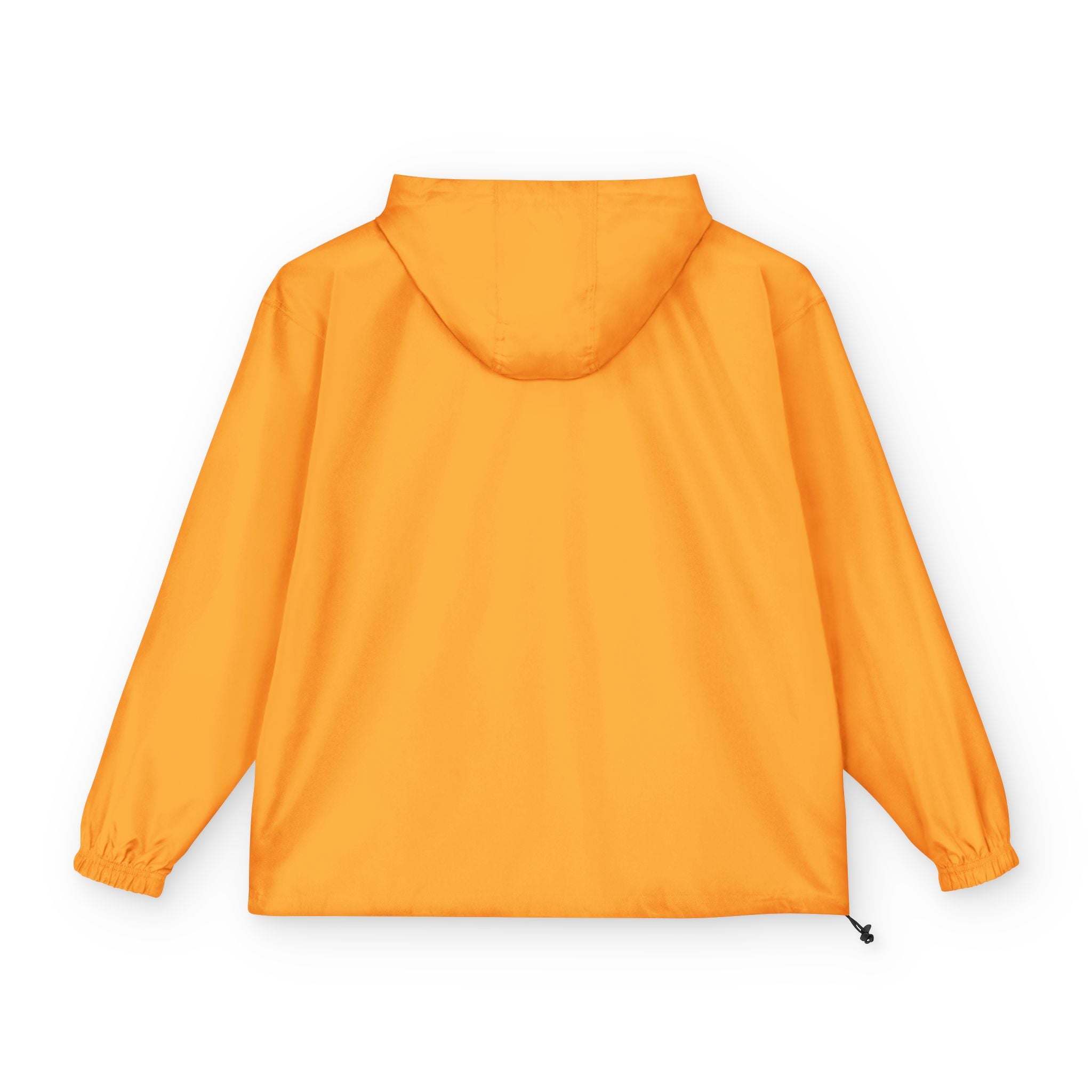 Black Packable Anorak Jacket with Minimal Floral Logo — Lightweight Hooded Windbreaker