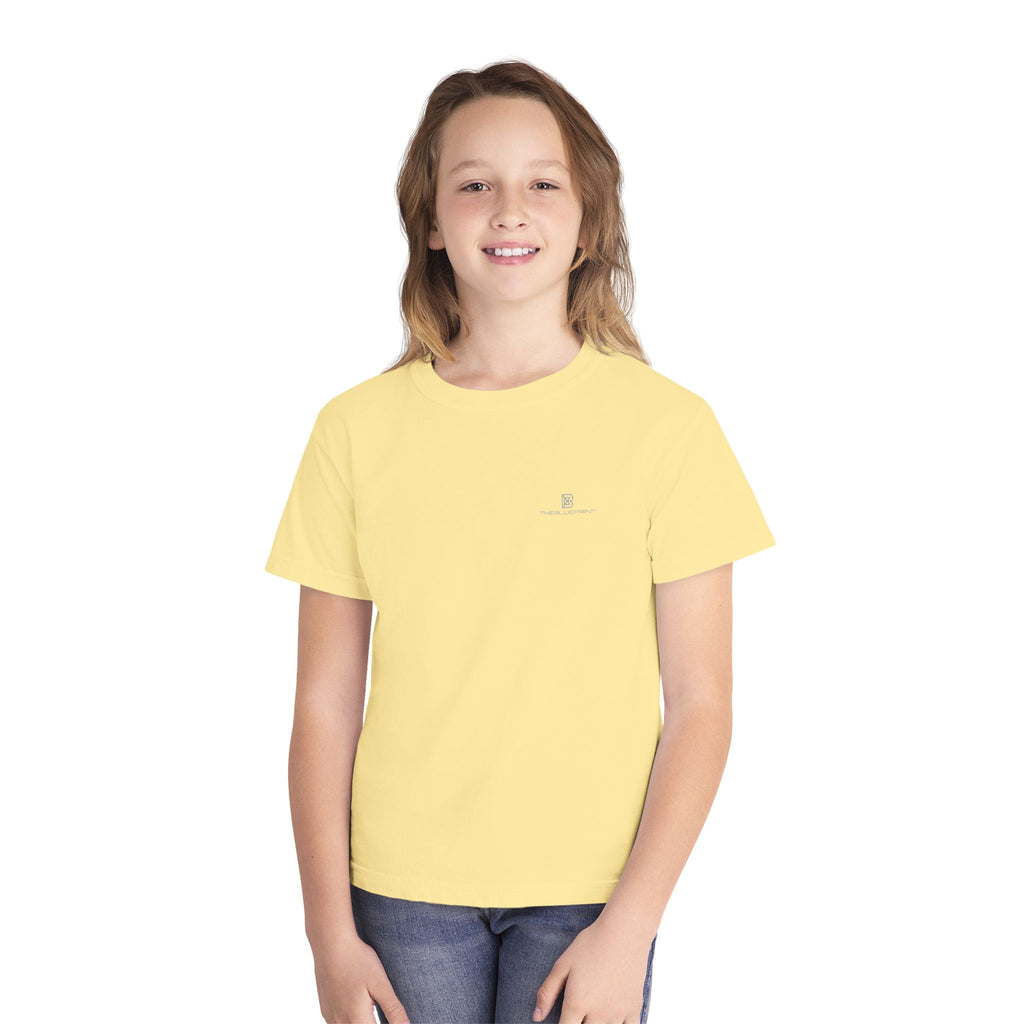 Youth Tee — Minimal Pastel Yellow Chest Logo Kids T-Shirt