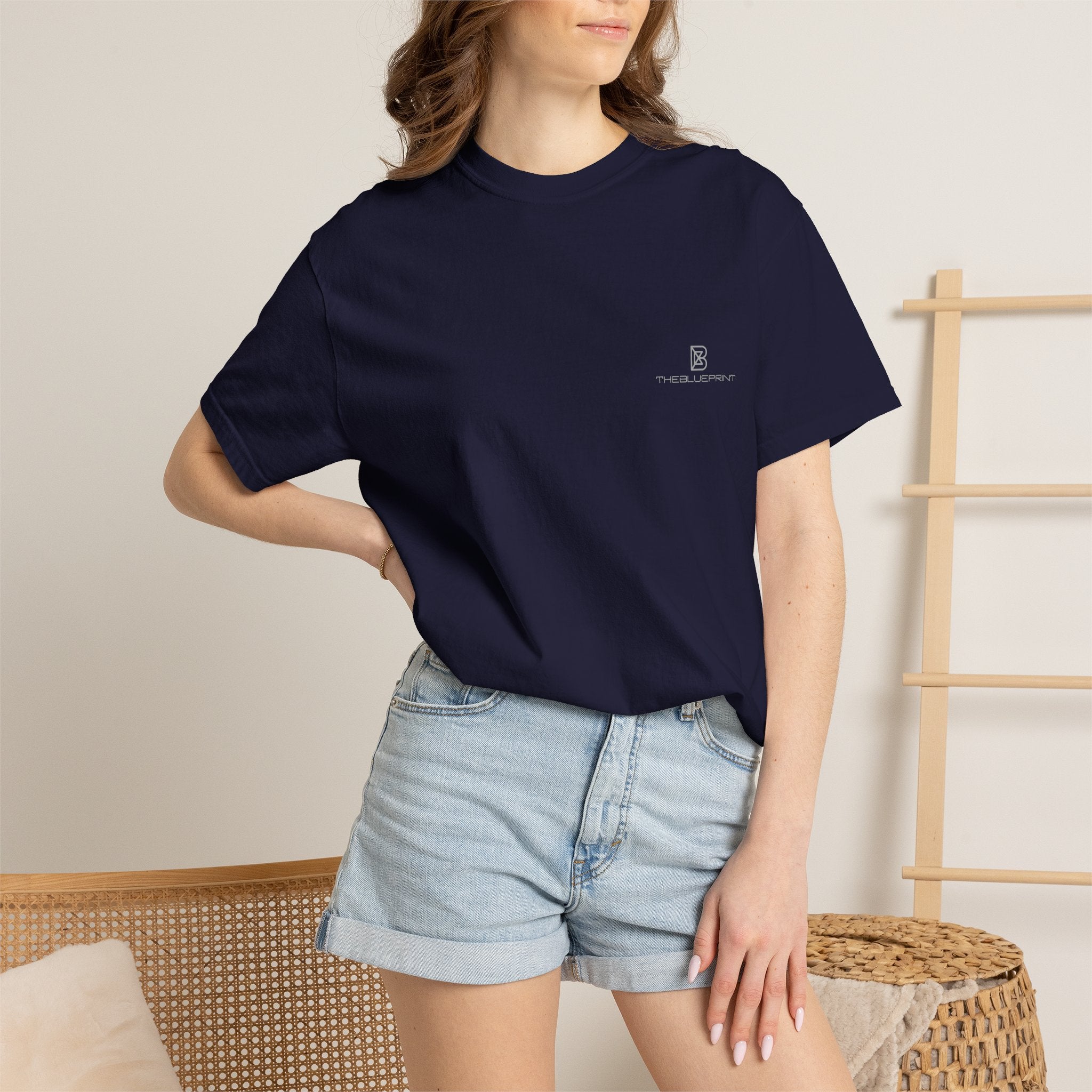 Minimal White T-Shirt with Small Chest Logo — 'B' Monogram Tee
