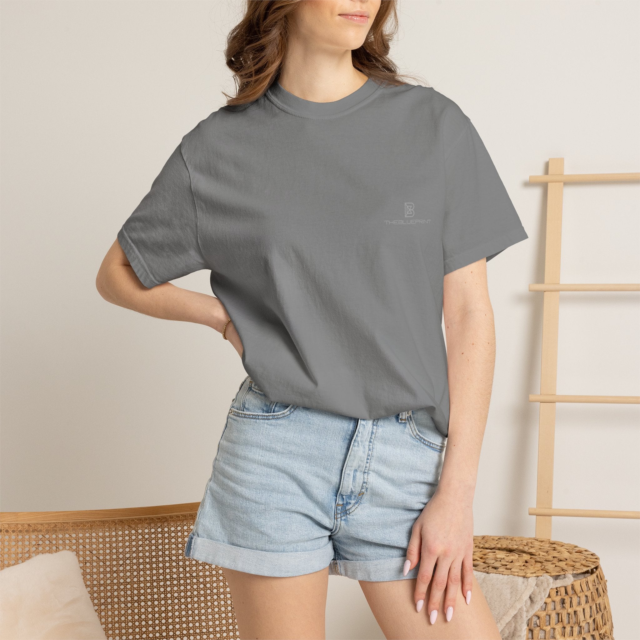 Minimal White T-Shirt with Small Chest Logo — 'B' Monogram Tee