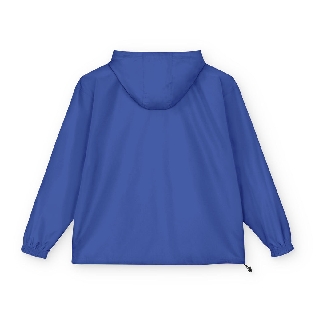 Black Packable Anorak Jacket with Minimal Floral Logo — Lightweight Hooded Windbreaker