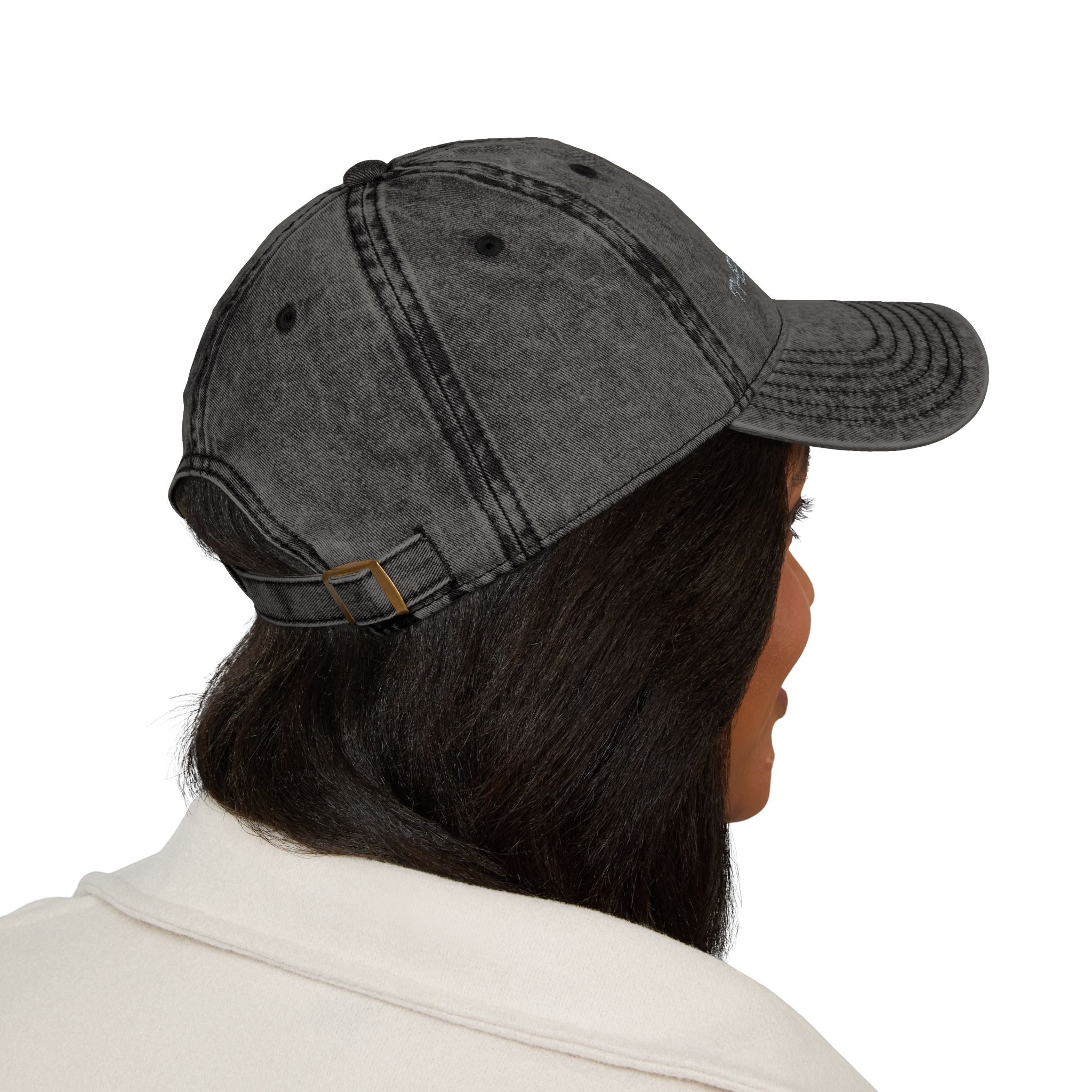 Embroidered Vintage Red Cap — Distressed Logo Baseball Hat