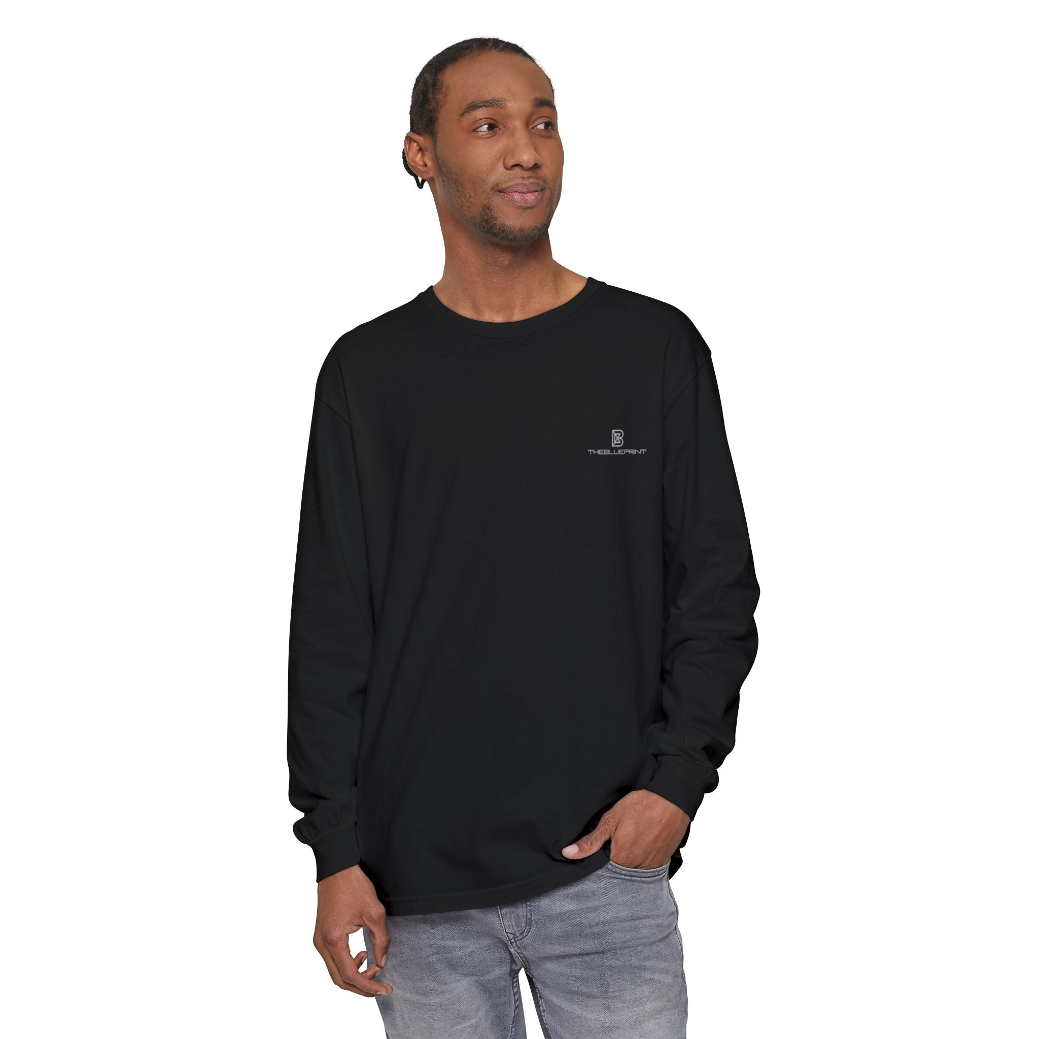 Minimalist White Long Sleeve Tee — Subtle Chest Logo