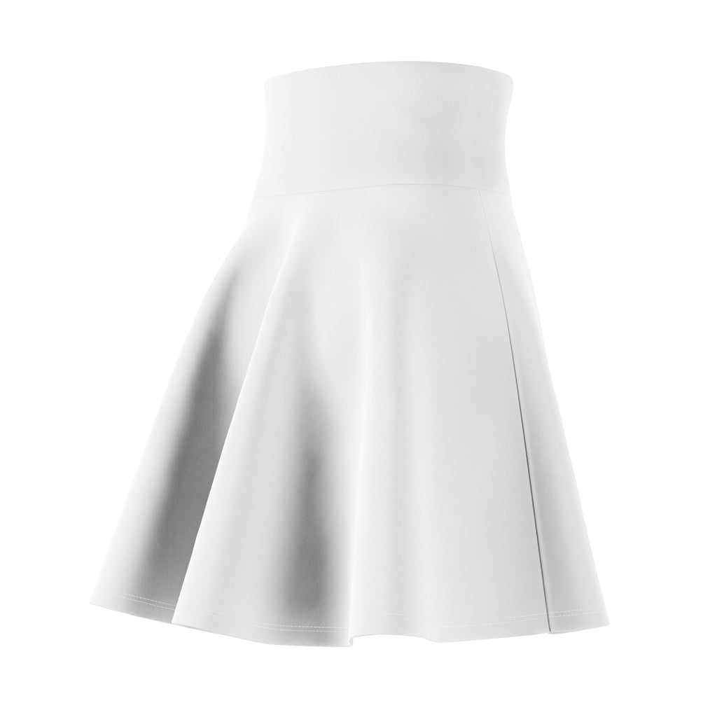 White AOP Women's Skater Skirt — Flared High-Waist Casual Skirt