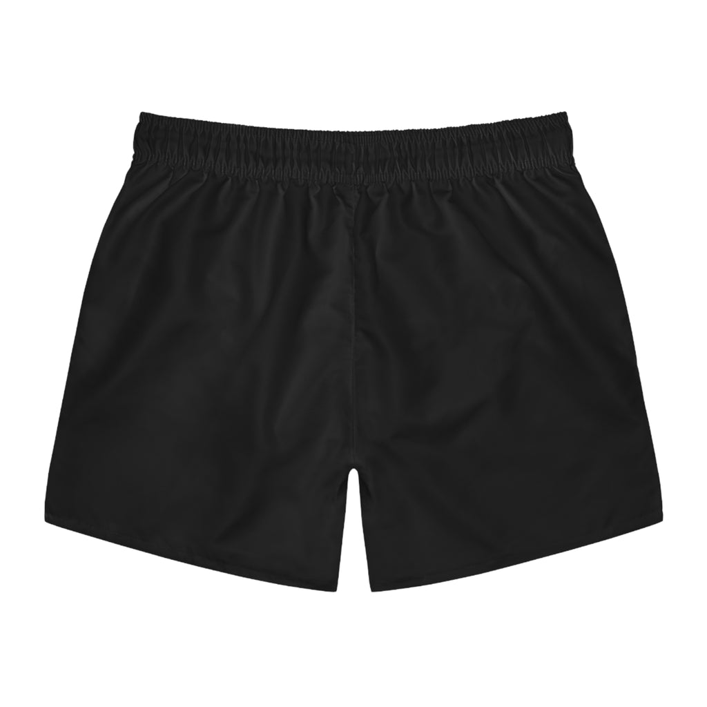 Minimal White Swim Trunks — Subtle Logo Beach Shorts