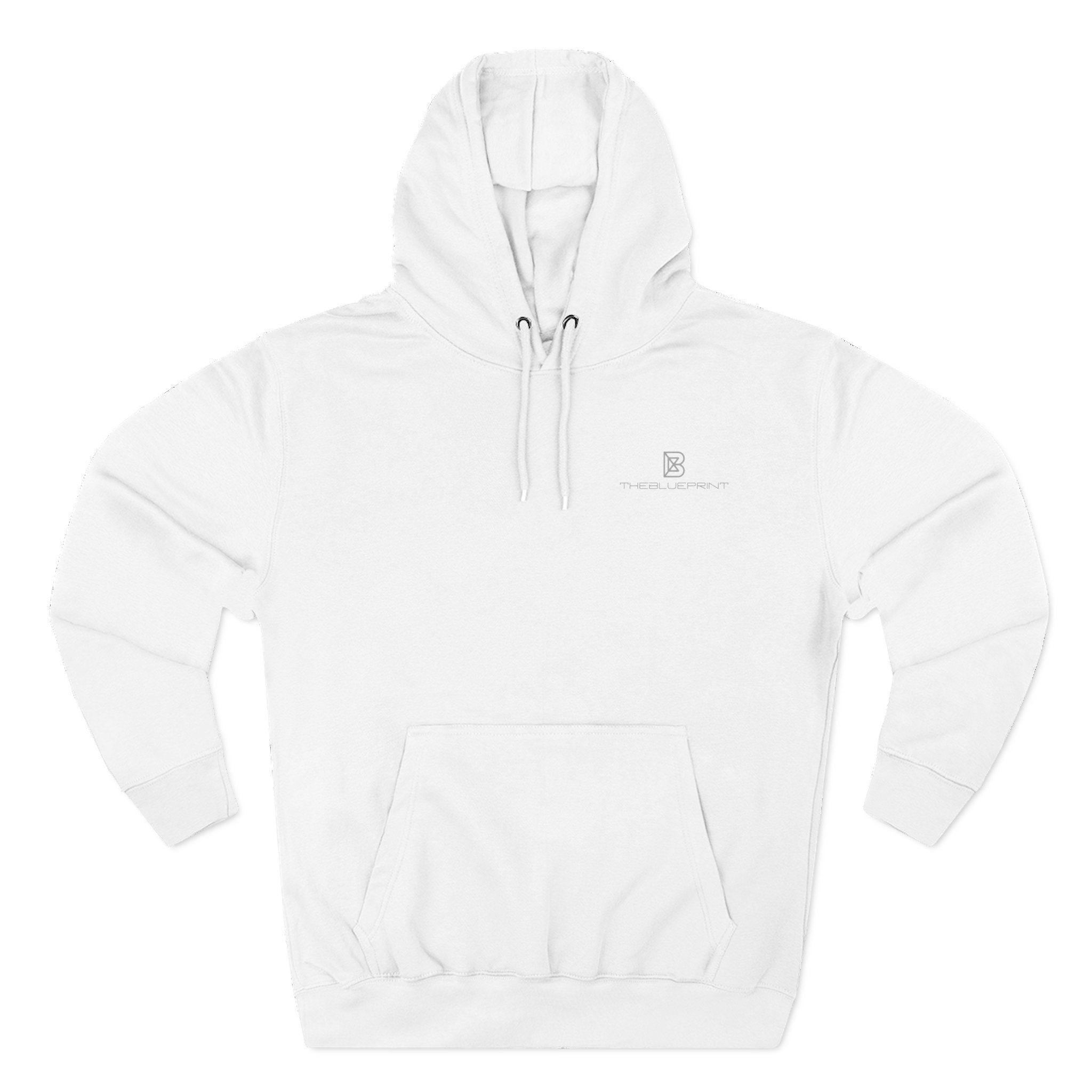 Minimal Embroidered Chest Logo Hoodie — Cozy Three-Panel Fleece Pullover