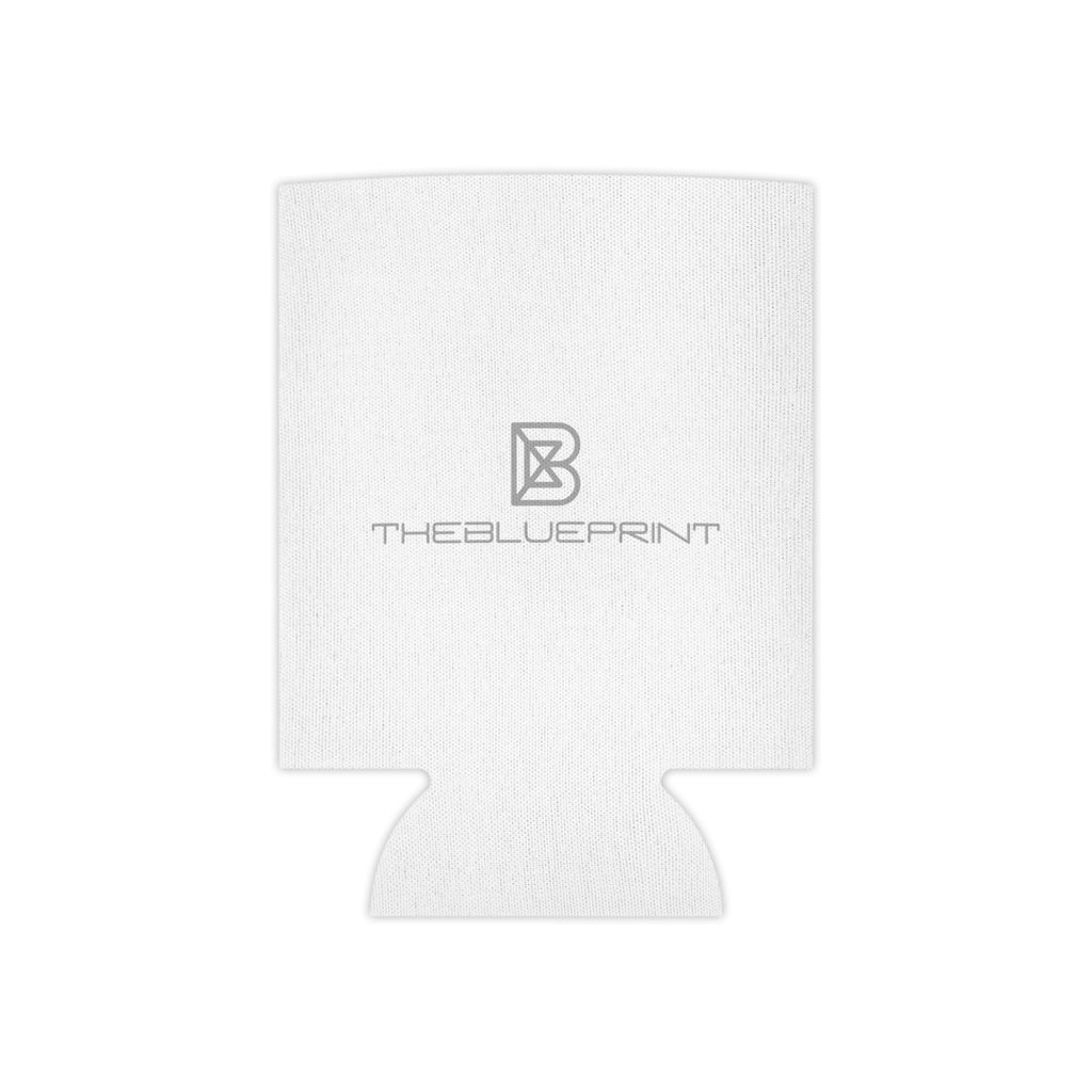 White Can Cooler with Subtle 'THEBLUEPRINT' Logo – Slim Insulated Beverage Koozie