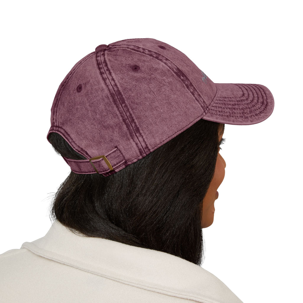 Embroidered Vintage Red Cap — Distressed Logo Baseball Hat