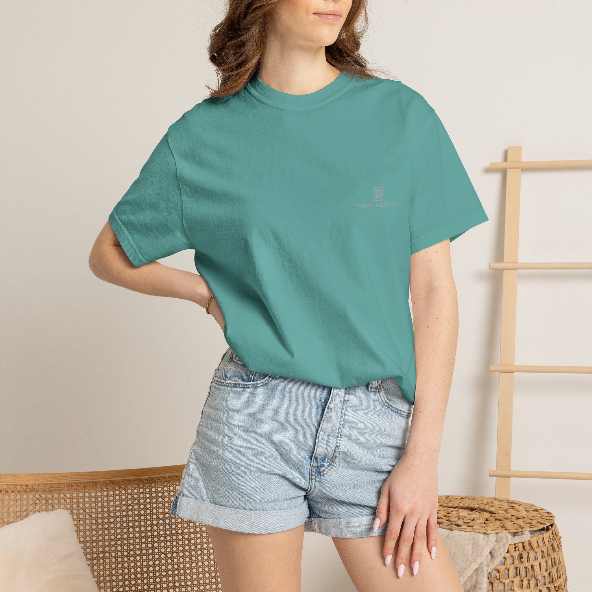 Minimal White T-Shirt with Small Chest Logo — 'B' Monogram Tee