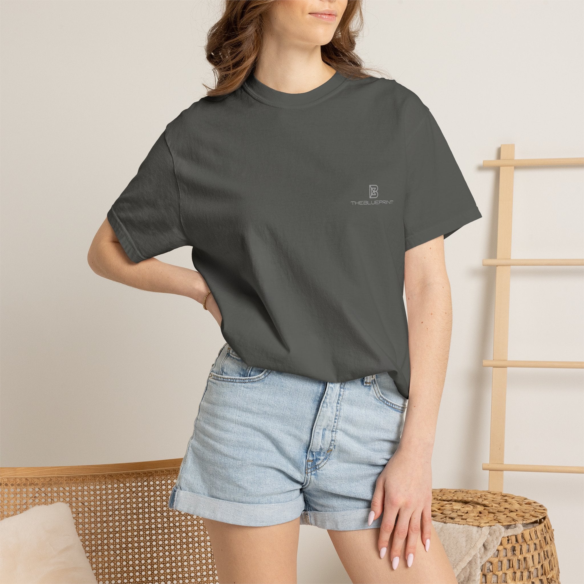 Minimal White T-Shirt with Small Chest Logo — 'B' Monogram Tee