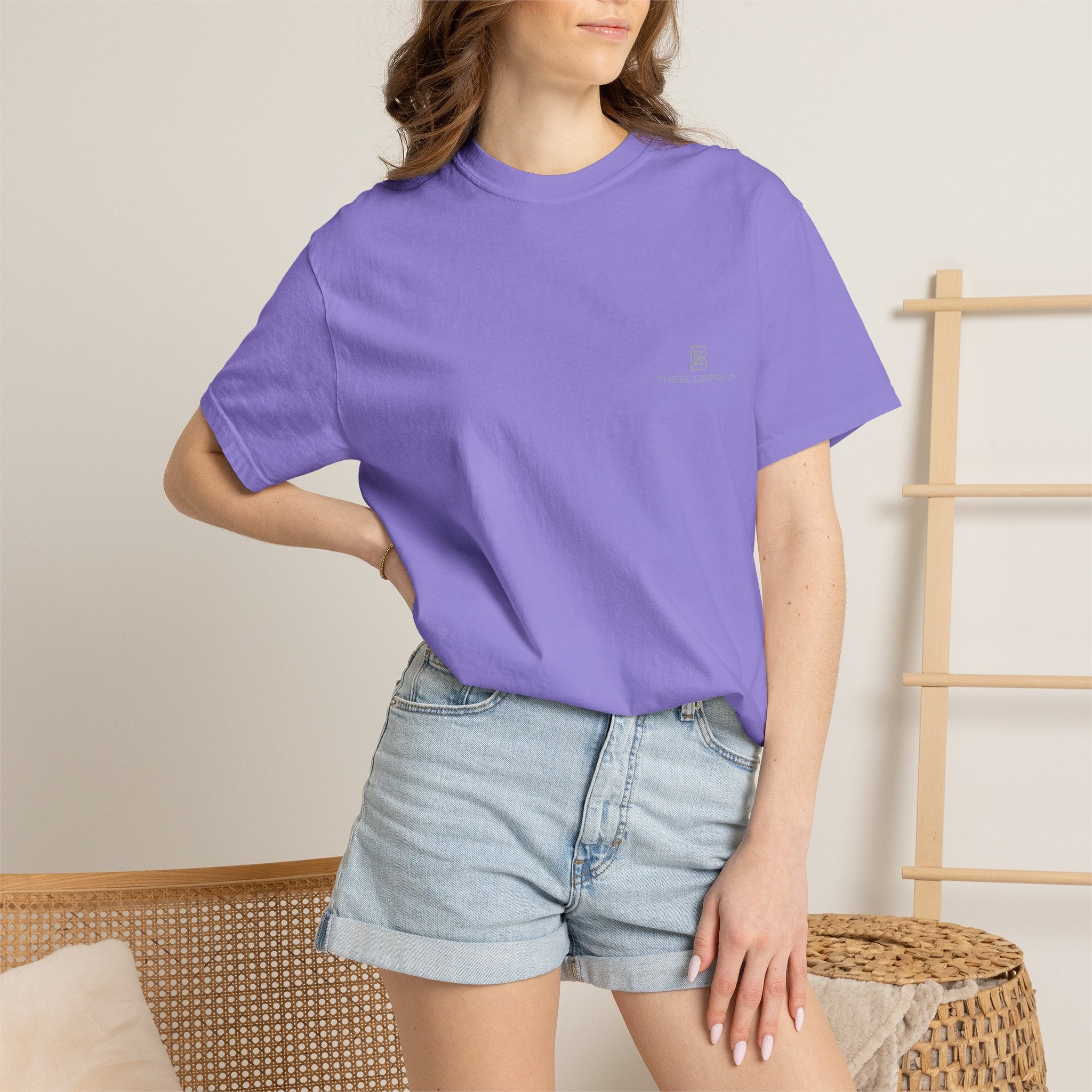 Minimal White T-Shirt with Small Chest Logo — 'B' Monogram Tee