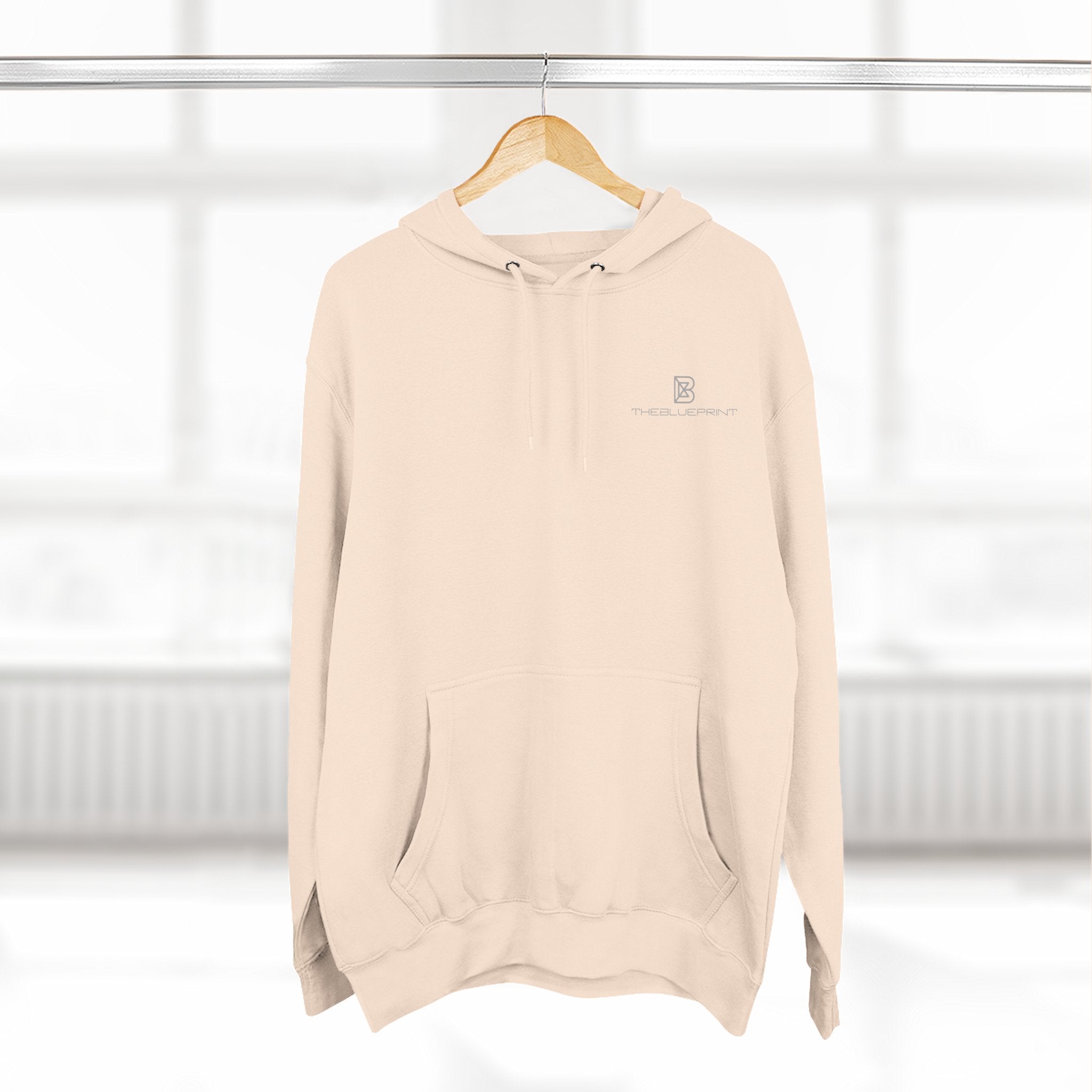 Minimal Embroidered Chest Logo Hoodie — Cozy Three-Panel Fleece Pullover