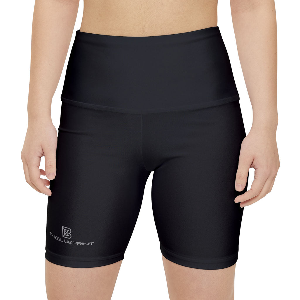 Women's High-Waist Workout Shorts — Black Biker Fitness Shorts