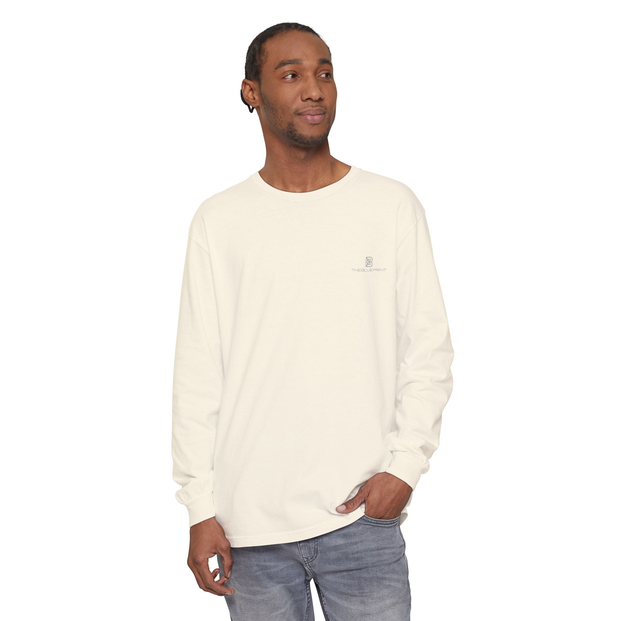Minimalist White Long Sleeve Tee — Subtle Chest Logo