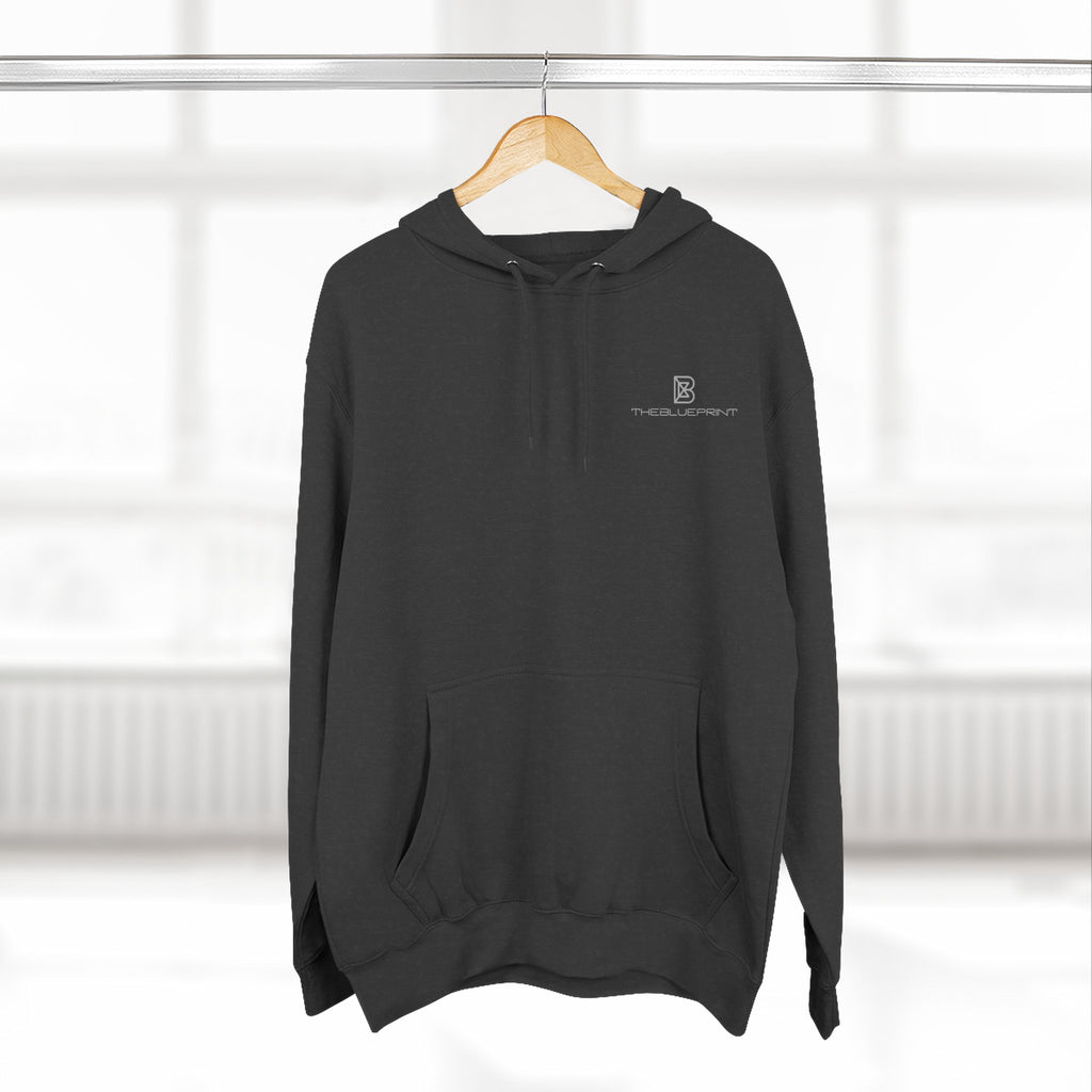 Minimal Embroidered Chest Logo Hoodie — Cozy Three-Panel Fleece Pullover