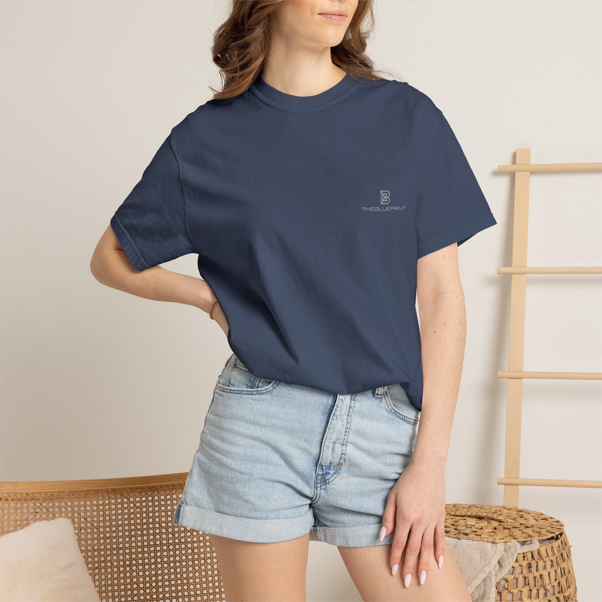 Minimal White T-Shirt with Small Chest Logo — 'B' Monogram Tee