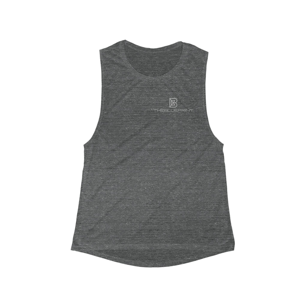 Women's Flowy Scoop Muscle Tank — Minimal Logo Workout Tank Top