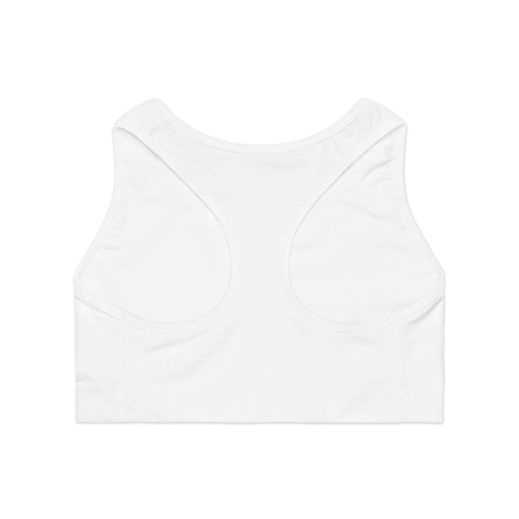 White Racerback Sports Bra — Minimal Logo Activewear