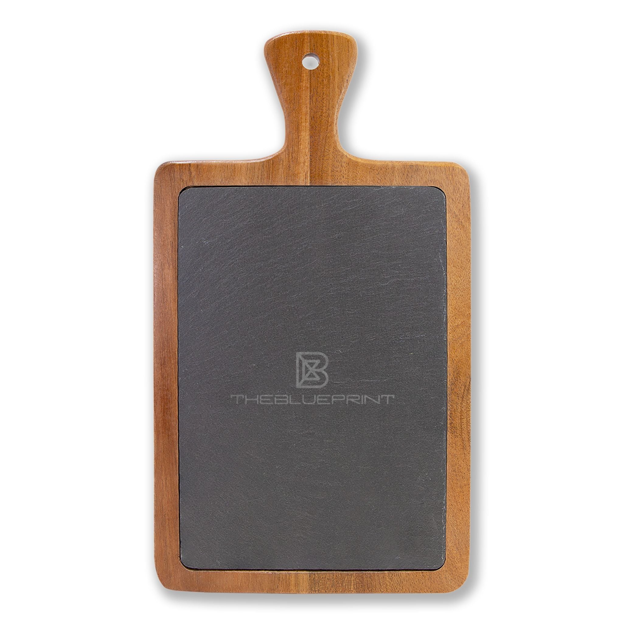 Engraved Acacia Charcuterie Board with Slate Insert & Cheese Tools