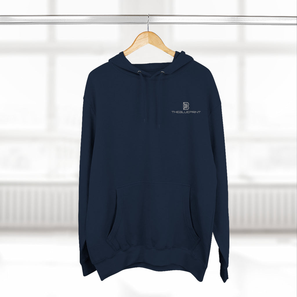 Minimal Embroidered Chest Logo Hoodie — Cozy Three-Panel Fleece Pullover