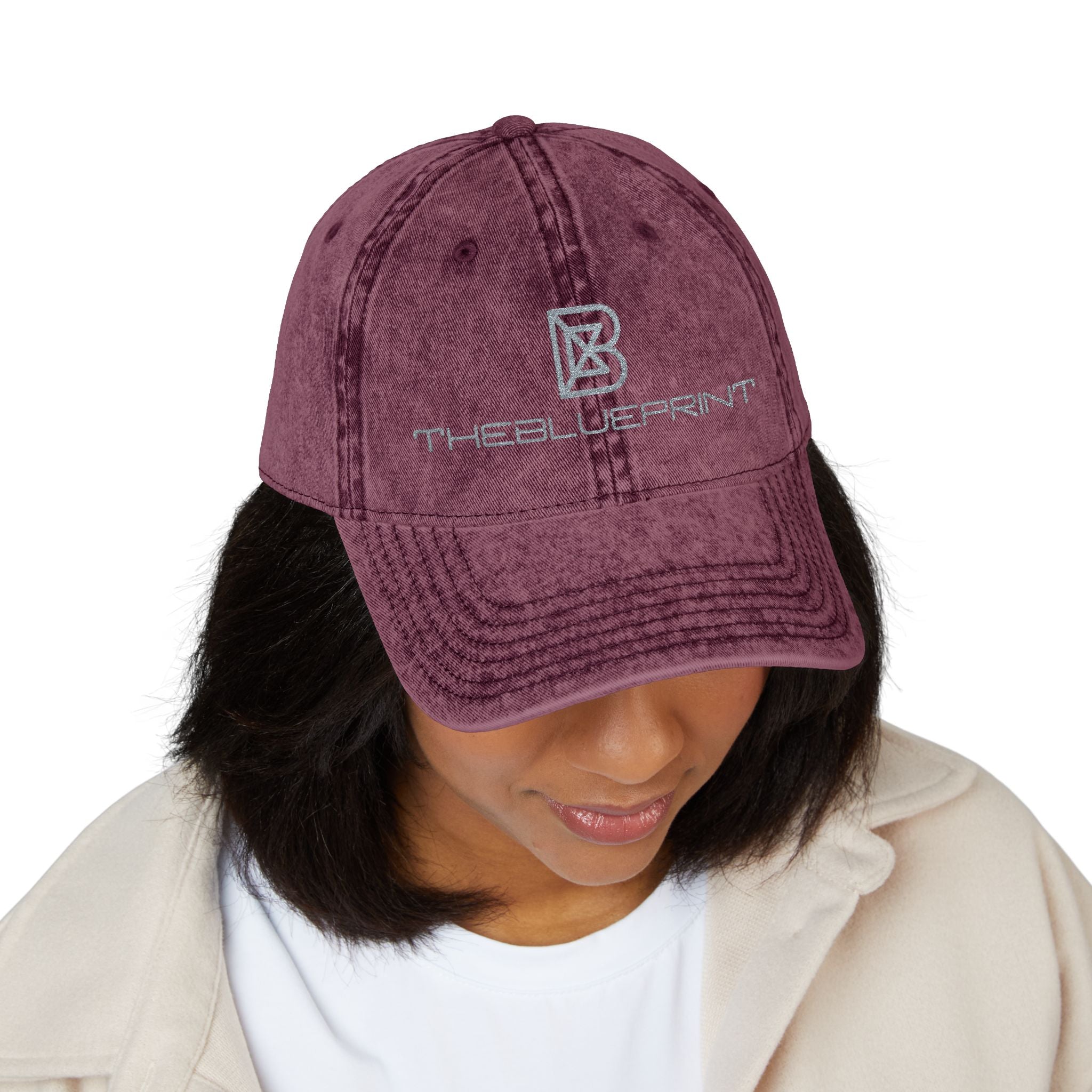 Embroidered Vintage Red Cap — Distressed Logo Baseball Hat