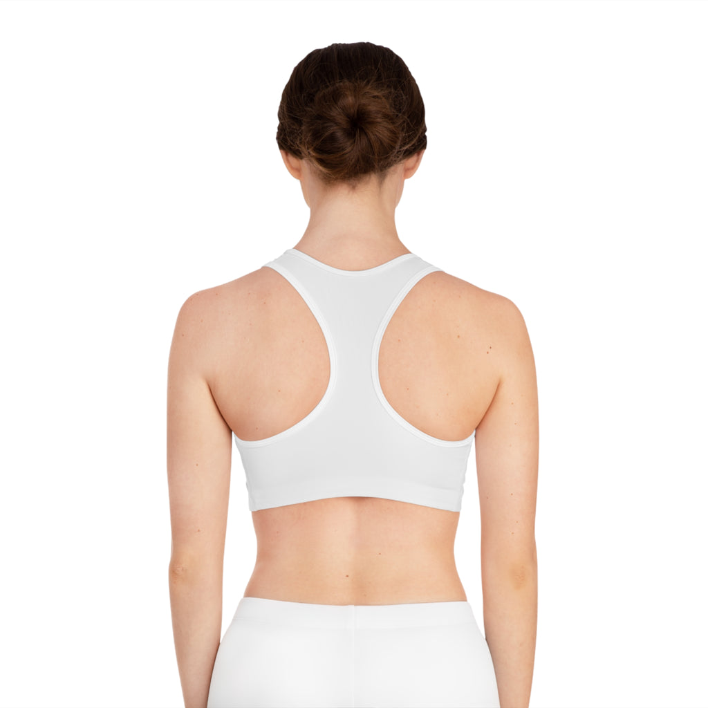 White Racerback Sports Bra — Minimal Logo Activewear