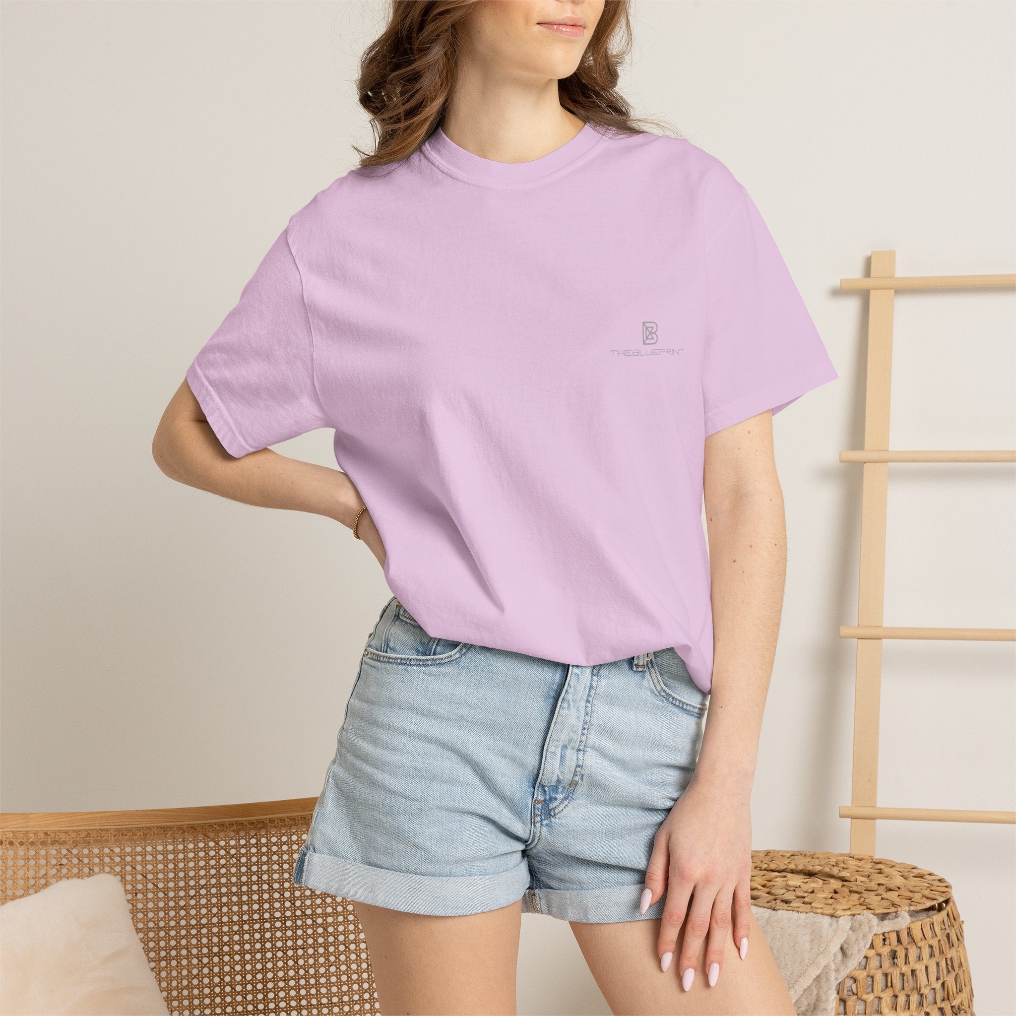 Minimal White T-Shirt with Small Chest Logo — 'B' Monogram Tee