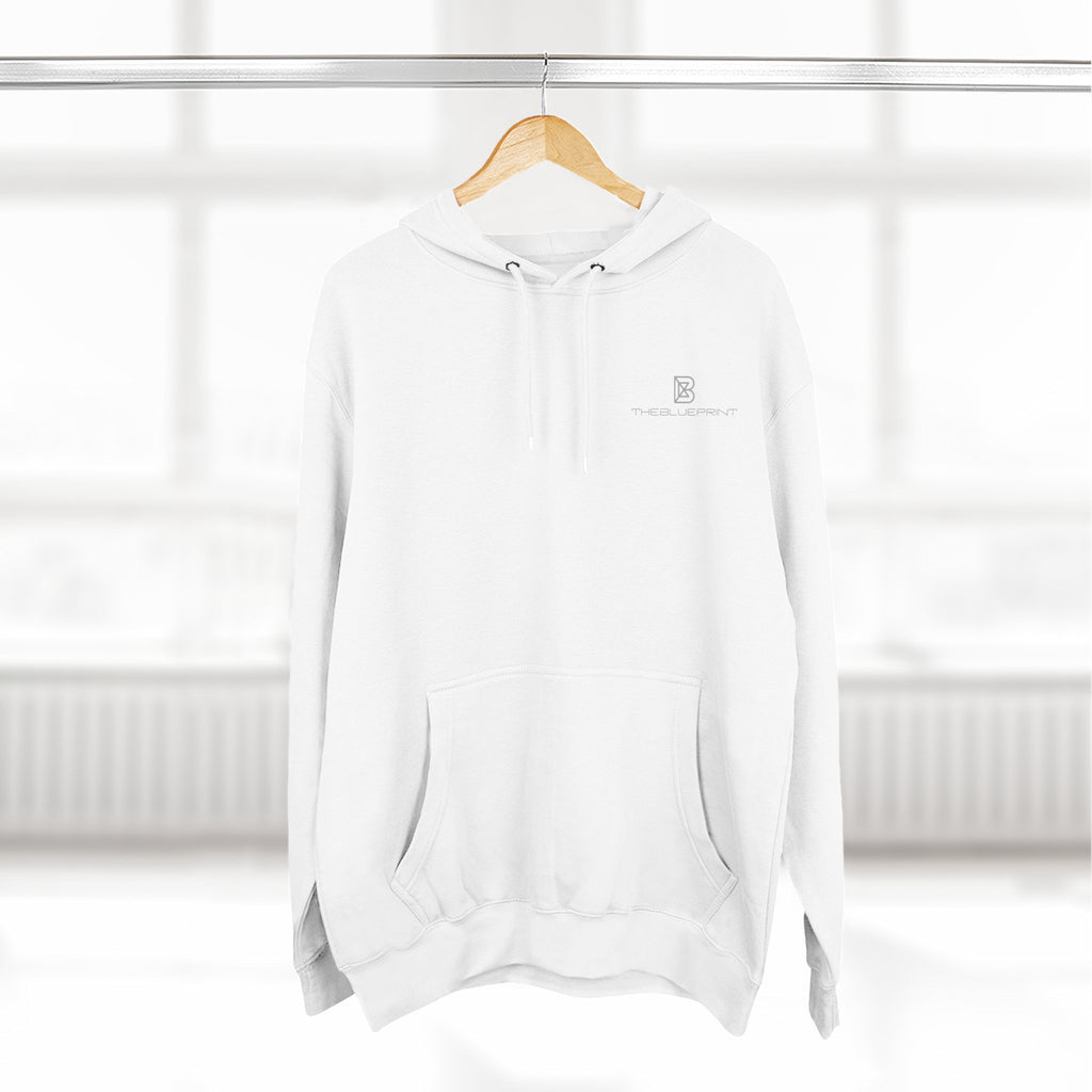 Minimal Embroidered Chest Logo Hoodie — Cozy Three-Panel Fleece Pullover