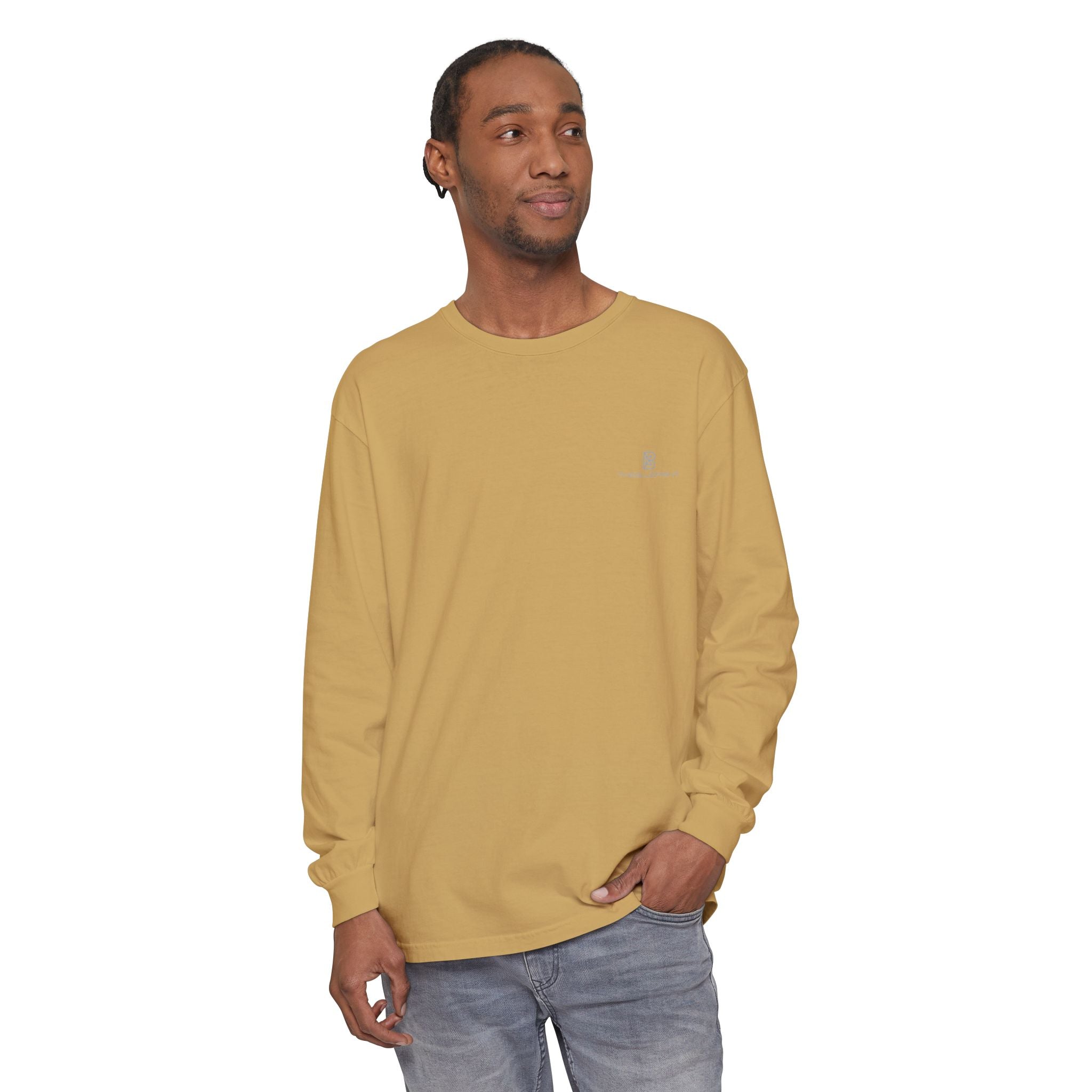 Minimalist White Long Sleeve Tee — Subtle Chest Logo