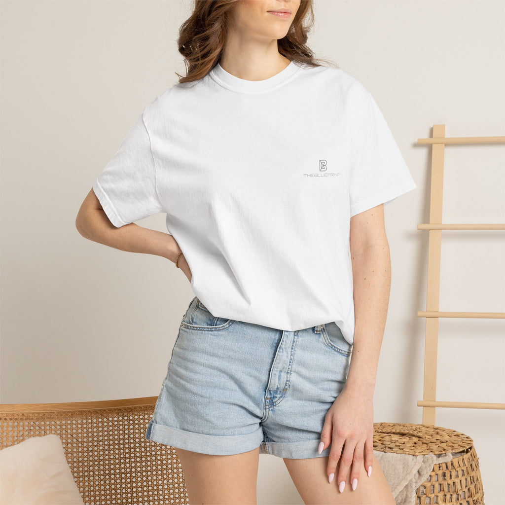 Minimal White T-Shirt with Small Chest Logo — 'B' Monogram Tee