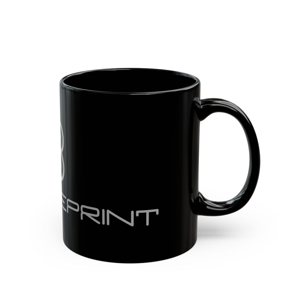 Black Logo Mug — Sleek Monochrome Coffee Cup with 'Blueprint' Emblem (11oz & 15oz)