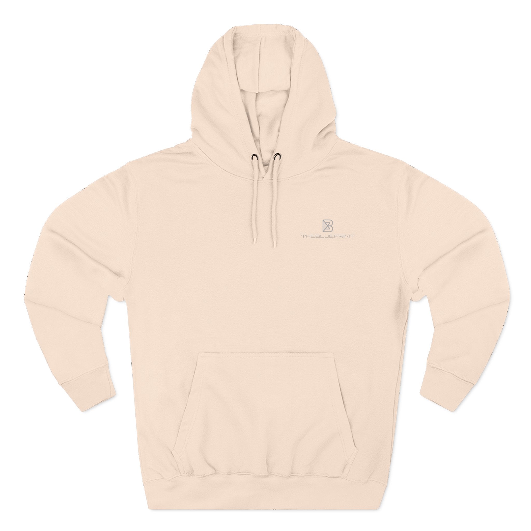 Minimal Embroidered Chest Logo Hoodie — Cozy Three-Panel Fleece Pullover
