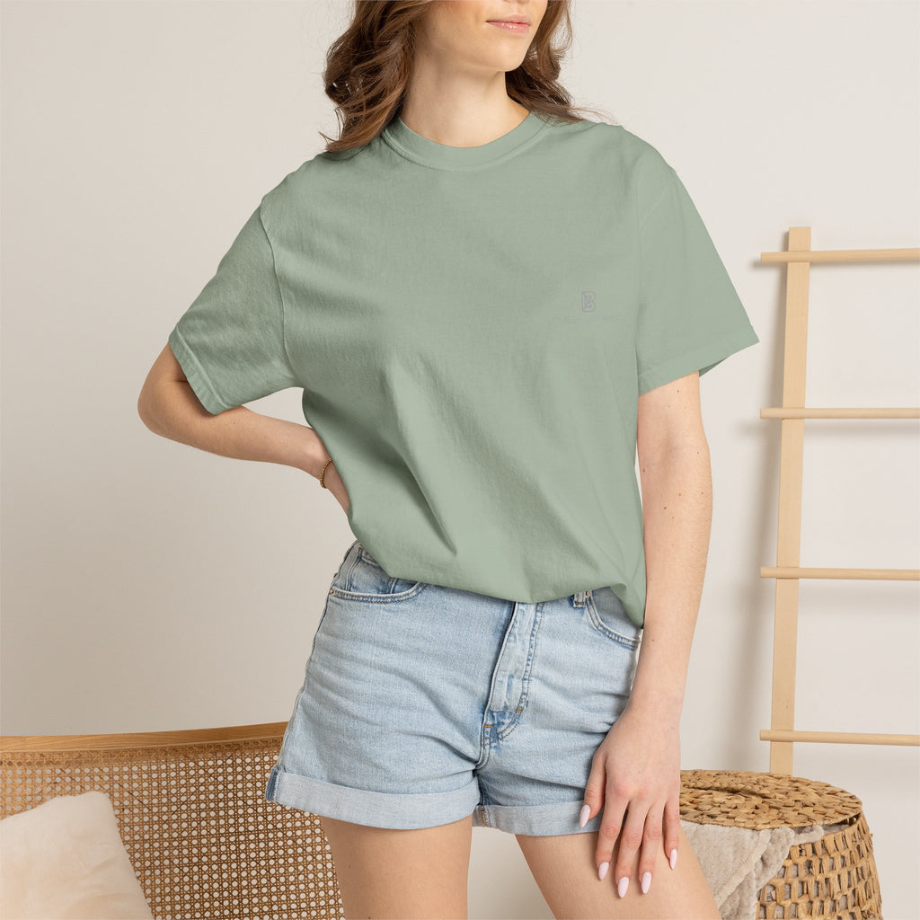 Minimal White T-Shirt with Small Chest Logo — 'B' Monogram Tee