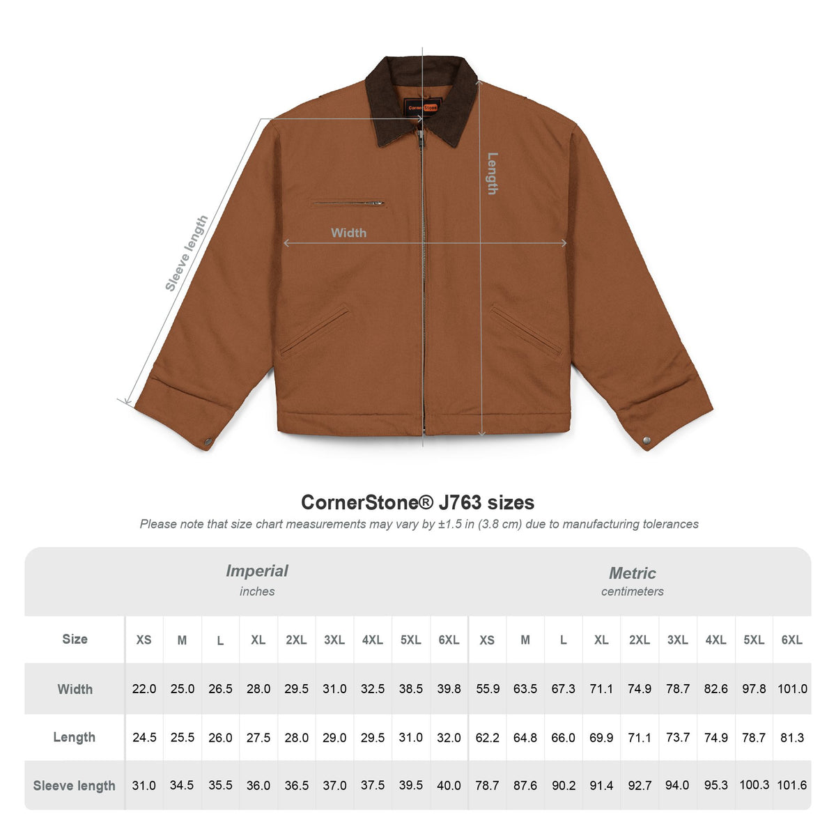 CornerStone® Unisex Duck Cloth Work Jacket (Embroidery)