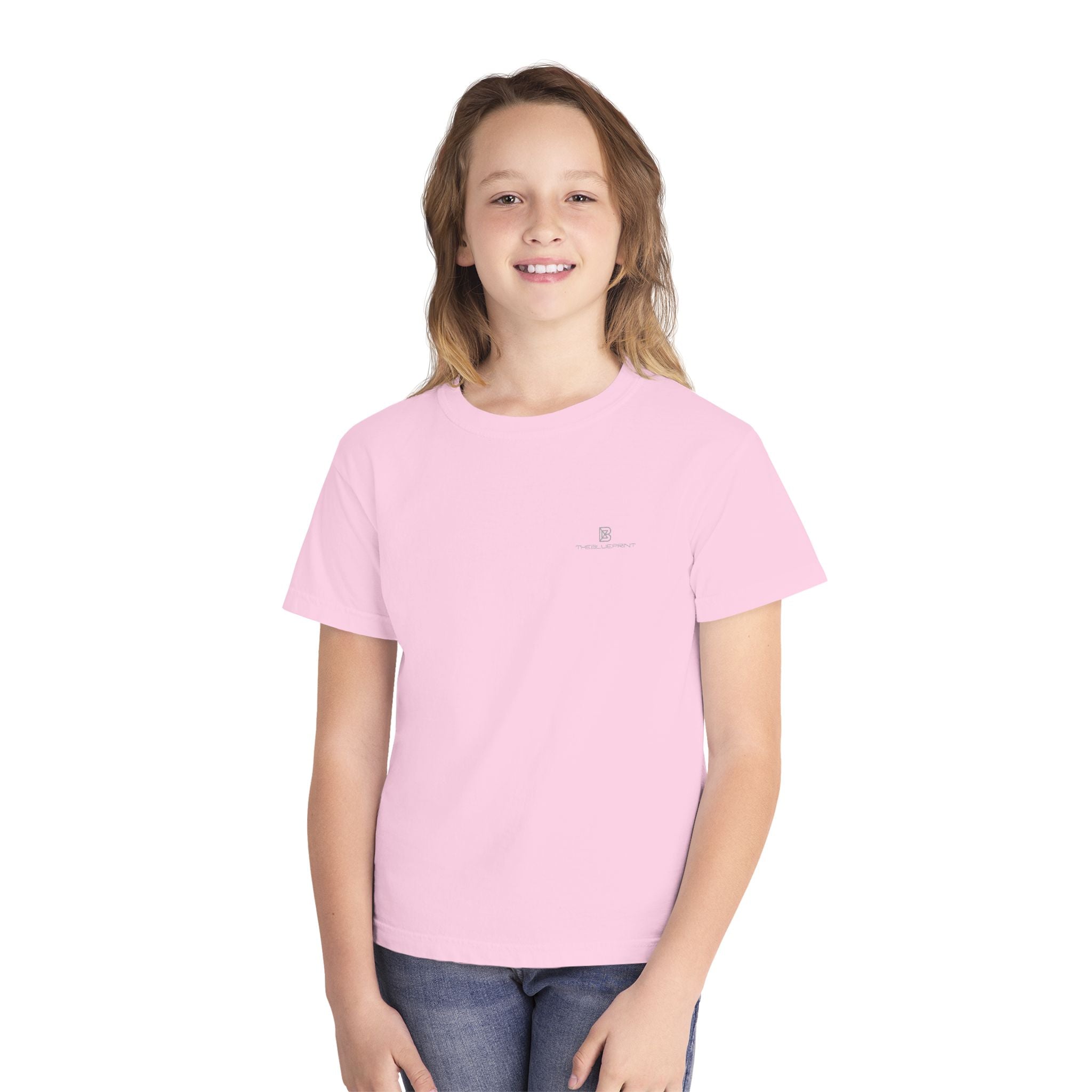Youth Tee — Minimal Pastel Yellow Chest Logo Kids T-Shirt