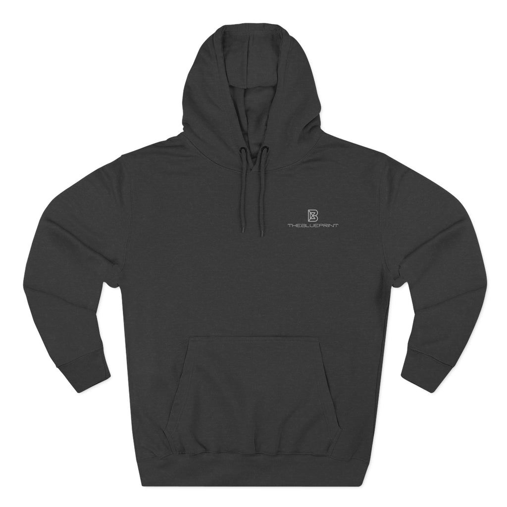 Minimal Embroidered Chest Logo Hoodie — Cozy Three-Panel Fleece Pullover