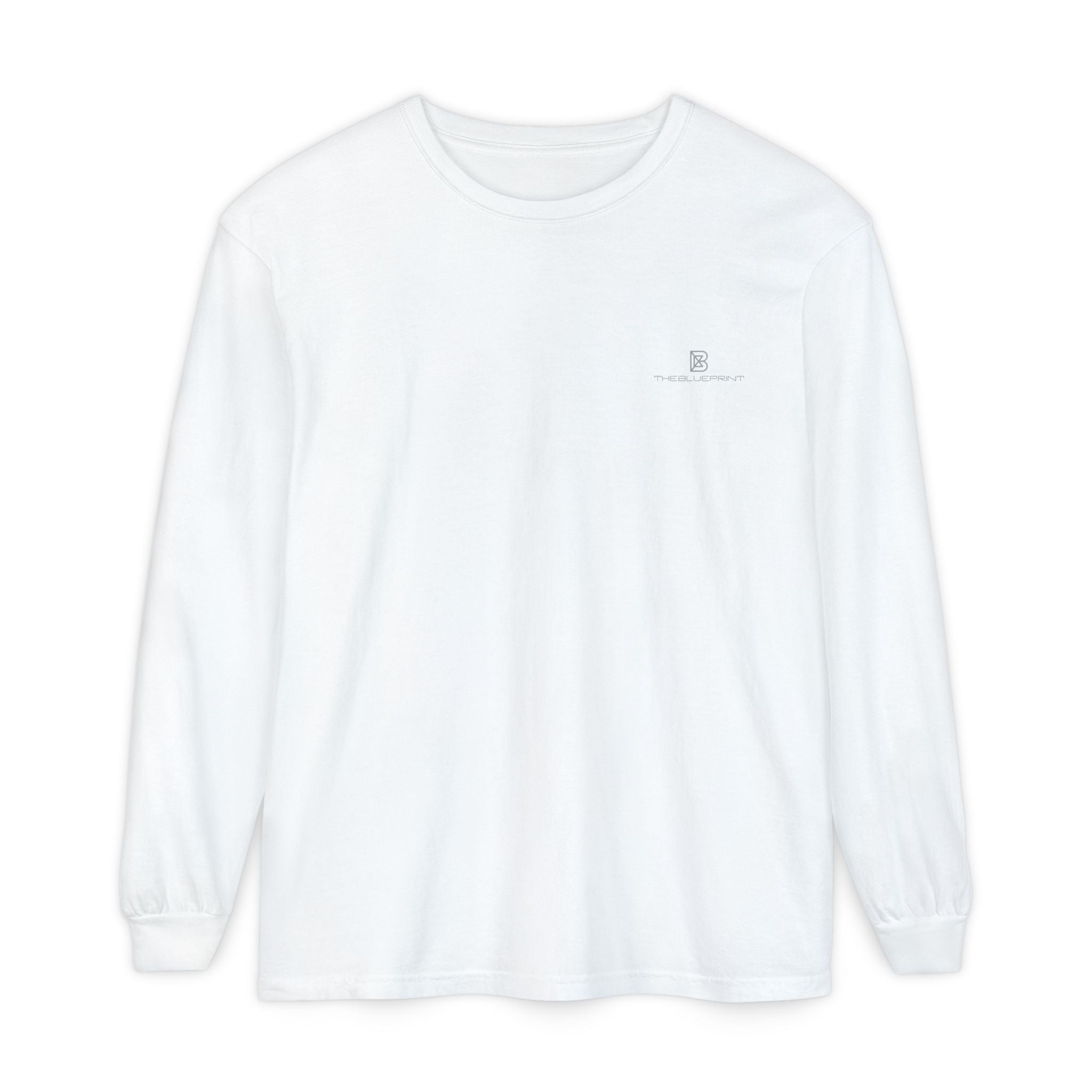 Minimalist White Long Sleeve Tee — Subtle Chest Logo