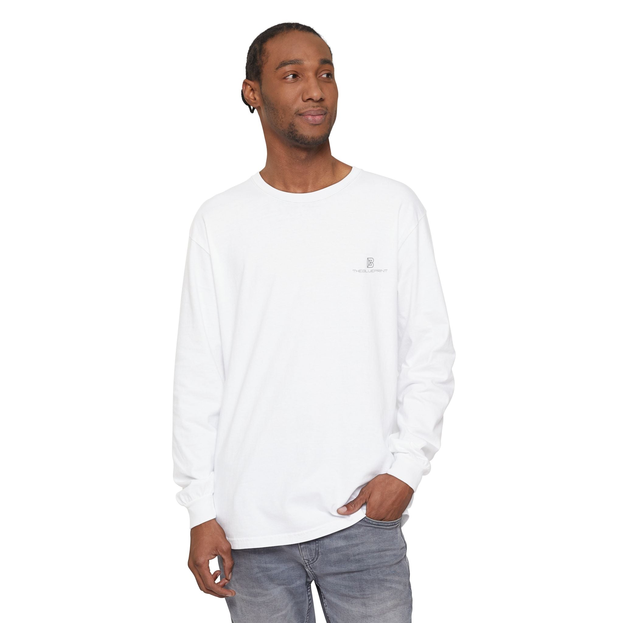 Minimalist White Long Sleeve Tee — Subtle Chest Logo